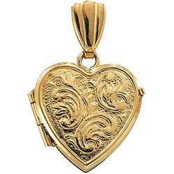 14K Yellow Gold Heart Design Locketyellow 