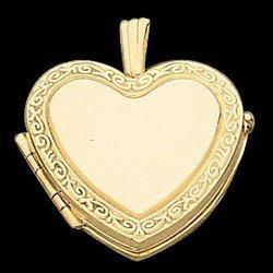 14K Yellow Gold Heart Victorian Locketyellow 