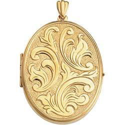 14K Yellow Gold Oval Large Embossed Locketyellow 