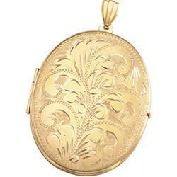 14K Yellow Gold Oval Large Engraved Locketyellow 