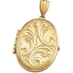 14K Yellow Gold Oval Medium Embossed Locketyellow 