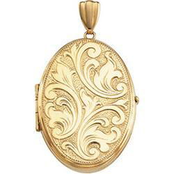 14K Yellow Gold Oval Large Embossed Locketyellow 