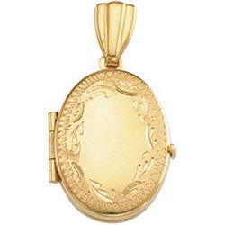 14K Yellow Gold Oval Engraved Rim Locketyellow 