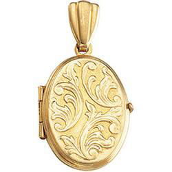 14K Yellow Gold Oval Medium Embossed Locketyellow 