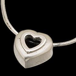 Platinum Heart Chain Slide With 18 Inch Diamond Cut Snake Chainplatinum 