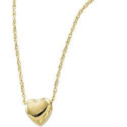14K Yellow Gold Heart Pendant Slide With Chainyellow 