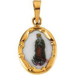 14K Yellow Gold Porcelain Lady Of Guadalupe Pendantyellow 