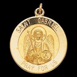 14K White Gold Round St. Gabriel Pendant Medalwhite 