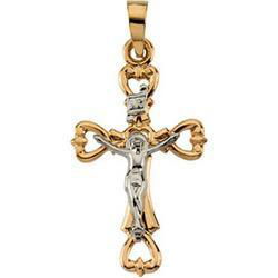 14K Two Tone Gold Crucifix Pendanttwo 