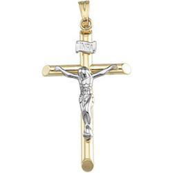 14K Two Tone Gold Crucifix Pendanttwo 