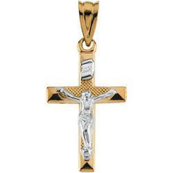 14K Two Tone Gold Crucifix Pendanttwo 