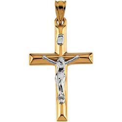 14K Two Tone Gold Crucifix Pendanttwo 