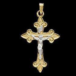 14K Two Tone Gold Crucifix Pendanttwo 