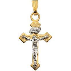 14K Two Tone Gold Crucifix Pendanttwo 