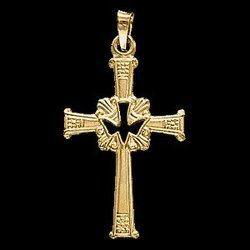 14K Yellow Gold Holy Spirit & Cross Pendantyellow 