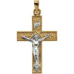 14K Two Tone Gold Crucifix Pendanttwo 