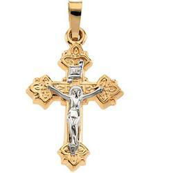 14K Two Tone Gold Crucifix Pendanttwo 