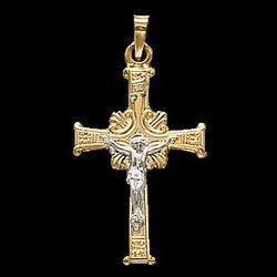 14K Two Tone Gold Crucifix Pendanttwo 