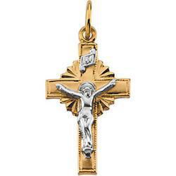 14K Two Tone Gold Crucifix Pendanttwo 
