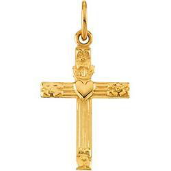 14K Yellow Gold Child's Heart Cross Pendantyellow 