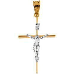 14K Two Tone Gold Crucifix Pendanttwo 