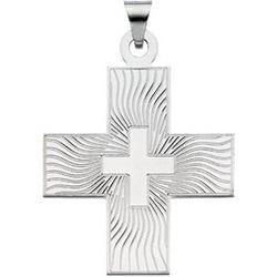 14K White Gold Greek Cross Pendantwhite 