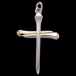 Sterling Silver Two Tone Nail Cross Pendantsterling 