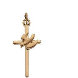 Yellow Gold Filled Cross & Holy Spirit Pendantyellow 