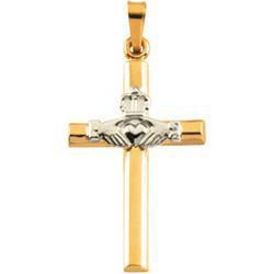 14K Two Tone Gold Claddagh Cross Pendanttwo 
