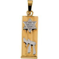 14K Two Tone Gold Mezuzah Pendanttwo 