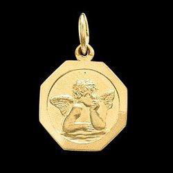 14K White Gold Octagonal Angel Pendantwhite 