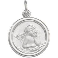 14K Yellow Gold Round Angel Pendant Medalyellow 