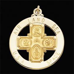 14K Yellow Gold St. Christopher 4-Way Air Land Sea Medalyellow 