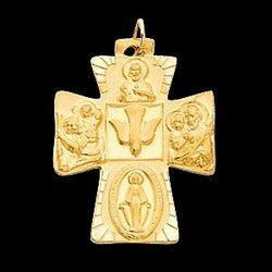14K Yellow Gold Cross 4-Way Medalyellow 