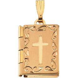 14K Yellow Gold Book & Cross Locketyellow 