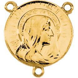 14K Yellow Gold Blessed Virgin Rosary Centeryellow 