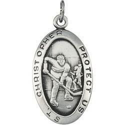 Sterling Silver St. Christopher Hockey Pendantsterling 