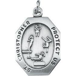 Sterling Silver St. Christopher Girls Gymnastics Pendantsterling 
