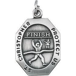 Sterling Silver St. Christopher Girls Track Pendantsterling 
