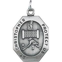 Sterling Silver St. Christopher Girls Hockey Pendantsterling 