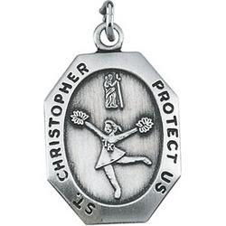 Sterling Silver St. Christopher Girls Cheerleader Pendantsterling 