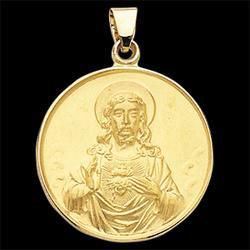 18K Yellow Gold Sacred Heart Medalyellow 