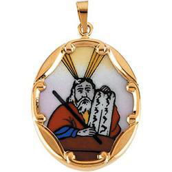 14K Yellow Gold Ceramic Moses Pendantyellow 
