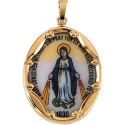 14K Yellow Gold Porcelain Miraculous Pendantyellow 