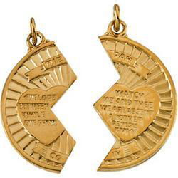 14K Yellow Gold Mizpah Coin Pendantyellow 