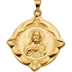 14K Yellow Gold Sacred Heart Medalyellow 