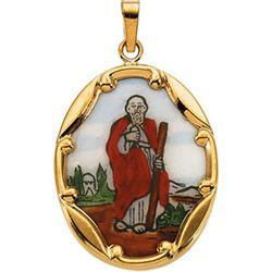 14K Yellow Gold Porcelain St. Jude Pendantyellow 