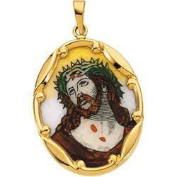 14K Yellow Gold Porcelain Ecce Homo Pendantyellow 