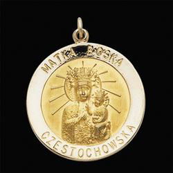 Sterling Silver Round Matka Boska Pendant Medalsterling 