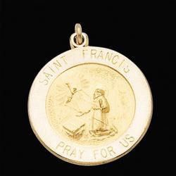 Sterling Silver Round St. Francis Pendant Medalsterling 